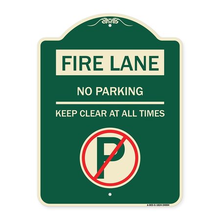 SIGNMISSION Fire Lane No Parking Keep Clear All Times Heavy-Gauge Aluminum Sign, 24" x 18", G-1824-24004 A-DES-G-1824-24004